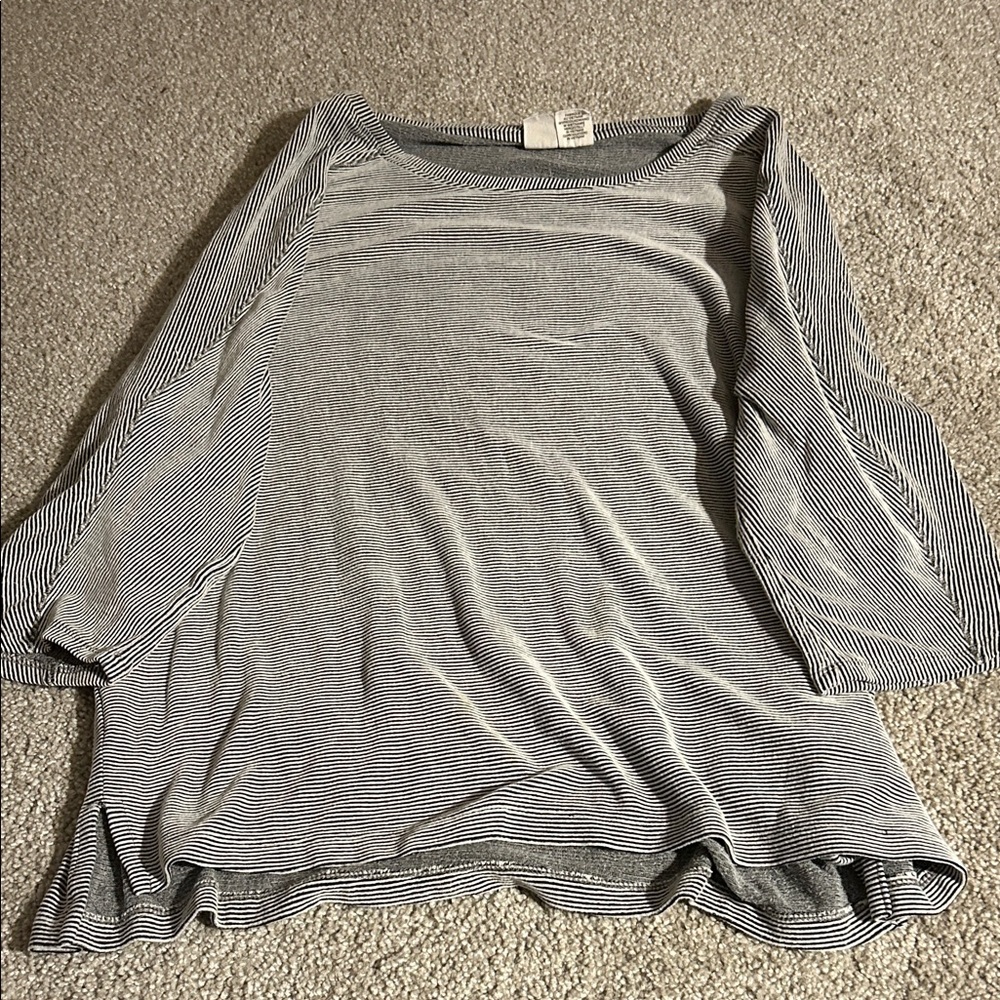 Artisan Ny Black and White Striped Long Sleeve Top